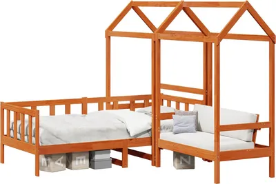 Produktbild von Tagesbett Set Wachsbraun 90 x 200 cm Massives Kiefernholz