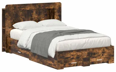 Imagen del producto de Estructura de cama con espacio de almacenamiento, roble ahumado, 120 x 190 cm