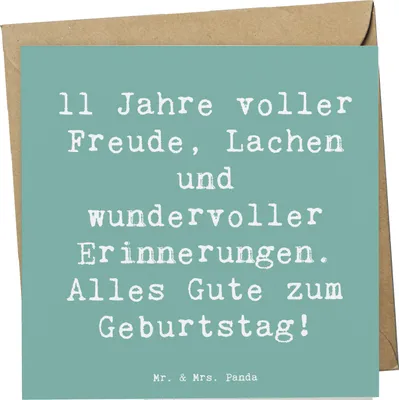 Produktbild von Mr. & Mrs. Panda Grußkarte Spruch 11. Geburtstag - Meeresbrise - Geschenk, Geburtstagsgeschenk, Glückwunschkarte, doppelkarte, Geburtstagsdeko, faltkarte, Happy Birthday