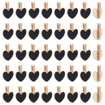 40er Set Herz-Mini-Kreidetafeln aus Holz, 7,6x6,6 cm