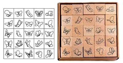 Produktbild von Schmetterlingsstempel-Set, dekoratives Holzstempel-Set für Kunst und Handwerk
