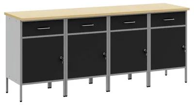 Produktbild von Werkbank mit Schubladen 4 pcs Schwarz und Grau 200 x 55 x 85 cm