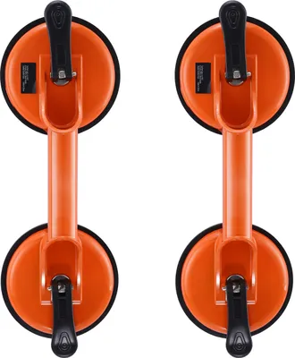 Image de SucceBuy Ventouse pour verre, 11,9 cm, pack de 2, capacité de charge 150 kg, résistante avec poignée en aluminium, ventouse industrielle pour verre, granit, carrelage, métal, bois