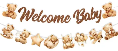 Productafbeelding van Teddybeer Welkom Banner voor Babyshower en Feest