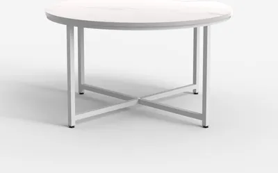 Produktbild von Wohnzimmertisch rund 80 cm mit Marmoreffektplatte Granato - Weiß