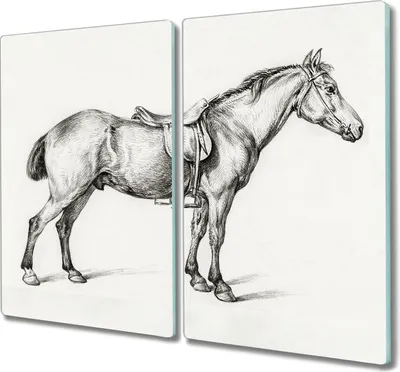 Produktbild von Coloray Hackbrett Herdabdeckplatte 2x30x52 cm Küchenbrett Kochplattenabdeckung Schneidebrett - Tier Pferd