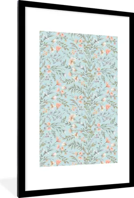 Produktbild von MuchoWow® MuchoWow® Gerahmtes Poster Vintage - Pflanzen - Blumen 60x90 cm - Poster mit zchwarzem Bilderrahmen - Dekoration - Wandposter Wohnzimmer - Hochwertig