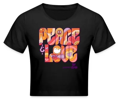 Produktbild von Spreadshirt Woodstock Peace Love Hippie Design Crop Top, S, Schwarz