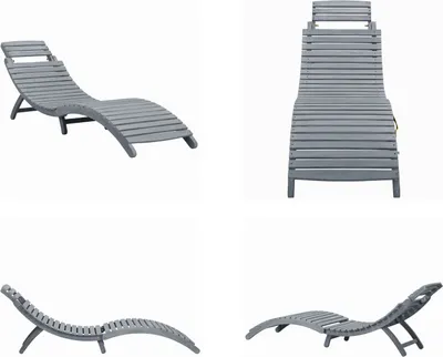 Image de vidaXL Chaise longue Gris Bois massif Acacia - Chaise longue - Chaises longues - Chaises longues