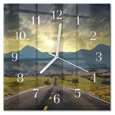 Produktbild von Tulup Glasuhr Wanduhr Küchenuhr Echt-Glas 30x30 cm Modern Dekorativ Geräuschlos Weiße Zeiger - Pfadgebirge