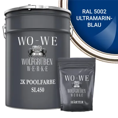 Produktbild von 2K Poolfarbe Poolbeschichtung Schwimmbadfarbe SL450 Ultramarinblau wie RAL 5002 - 20Kg