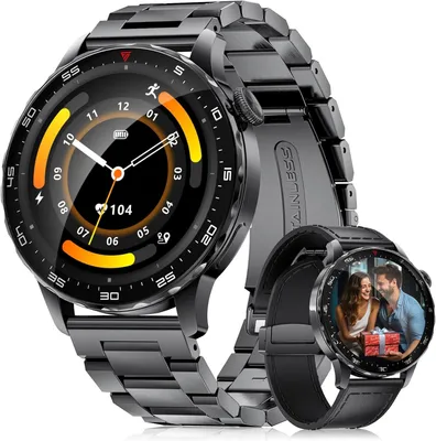 Smartwatch Herren mit Telefonfunktion 1,43" HD AMOLED Smart Watch für Herren mit 750mAh Akku/IP68 Wasserdicht/Schlafmonitor/120+Sportmodi Fitnessuhr