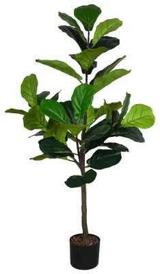 Produktbild von Kunstpflanze mit Ficus-Blättern, 120 cm hoch, in Topf, für Innen- und Außenbereich
