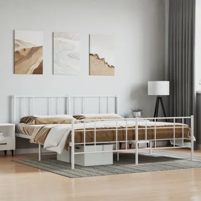 Produktbild von The Living Store Bettgestell mit Kopf- und Fußteil Metall Weiß 180x200 cm