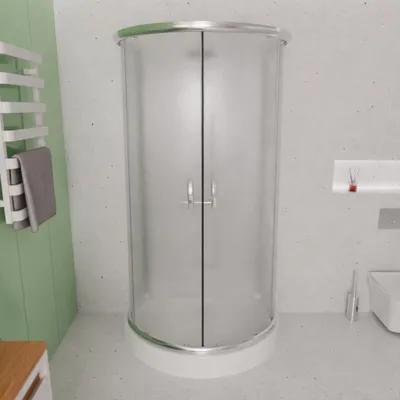 Produktbild von ECOLAM Duschkabine + Duschwanne U Form 100x80 cm Duschtasse Halbkreis Set Strukturglas