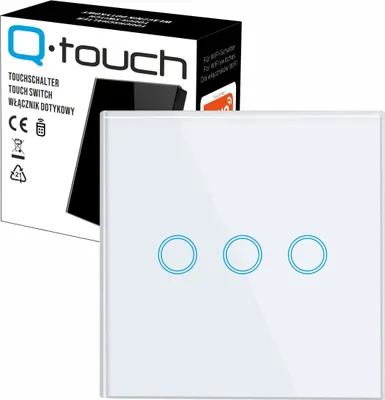Produktbild von Glas Touch Lichtschalter Funk Wechselschalter Kreuzschalter 3-Fach LED weiß mit Fernbedienungsfunktion
