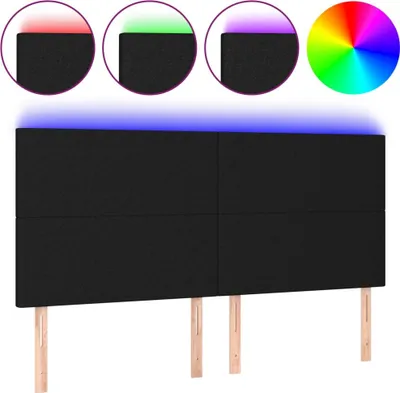 Produktbild von vidaXL LED Kopfteil Schwarz 200x5x118/128 cm Stoff