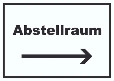 Produktbild von Abstellraum Schild mit Text und Richtungspfeil rechts Lager waagerecht A2 Rückseite selbstklebend