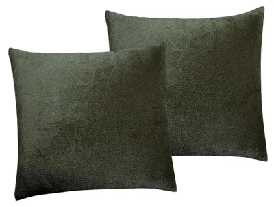 Produktbild von 2er Set Kissenbezüge 40x40cm Olivgrün Samt Weich Flauschig