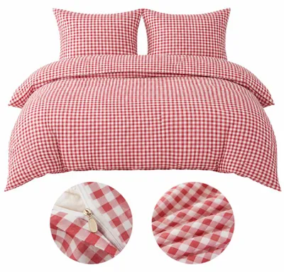Zdjęcie produktu dla Komplet pościeli Różowa krata 160x200 cm + 2 x poszewki 70x80 cm
