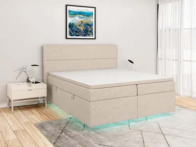 Produktbild von FEDVE Boxspringbett Schlafzimmerbett THIAGO mit 2 Bettkästen, Doppelbett mit Bonell-Matratze und Topper 140x200