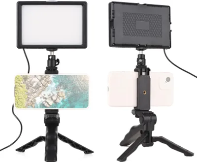 Obrázek produktu pro Sada stolních LED světel Andoer - 120 dvoubarevných světel, nastavitelný stojan, 14 úrovní jasu, barevný filtr pro vlog, fotografování, líčení