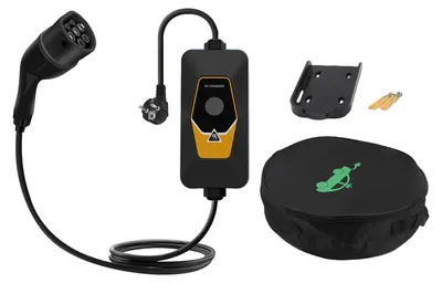 Produktbild von Tragbares Ladegerät für Elektrofahrzeuge Typ 2, 5 m Kabel, 3,5 kW einstellbarer Strom, Ladestation für Elektrofahrzeuge, EU-Stecker (6 A, 8 A/10 A/13 A/16 A einstellbar)