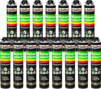 Produktbild von Isolbau - Bauschaum Montageschaum 15 x 750 ml PolyurethanSchaum 1K Pistolenschaum Zargenschaum - Isolierung Abdichtung für Innen und Außen