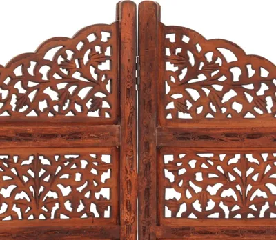 Image de vidaXL Séparateur de pièce 4 pièces sculpté à la main brun 160×165 cm bois de mangue