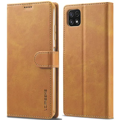 Obrázek produktu pro Pouzdro pro Samsung Galaxy A22 5G, kožené flipové pouzdro s magnetickým uzávěrem a stojánkem, ochranné pouzdro Žluť