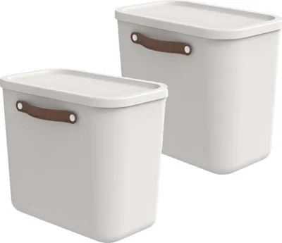 Produktbild von Rotho Aufbewahrungsbox 2er-Set 25L Maloja - Kunststoffbox 40 x 23,5 x 34 cm - Box mit Deckel - Stapelbox sicher verschließbar - Plastikbox