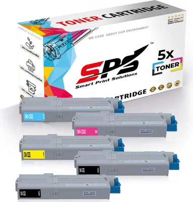 Produktbild von 5x Toner C532 46490608 46490607 46490605 46490606 kompatibel für OKI C532T