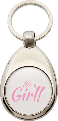 Produktbild von Huuraa Schlüsselanhänger It`s a Girl! Schriftzug Metall Schlüsselring Einkaufswagenchip Geschenkidee