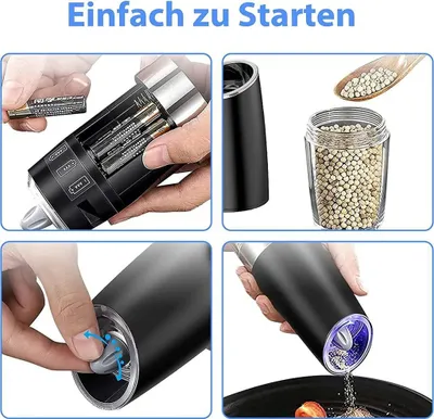 Produktbild von 2 Stück Pfeffermühle Elektrische, Elektrische Salz und Pfeffermühlen, Gewürzmühle