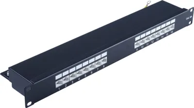 Produktbild von cat 6A 19" 1HE-Patchpanel, schwarz, 16 Port