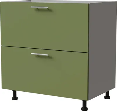 Produktbild von Schubladenunterschrank BRERRA 80cm HETTICH Vollauszug Farbe wählbar BR-D2A/80/1A,RAL 6025 farngrün Matt,grau