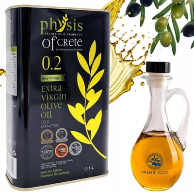 Produktbild von Physis of Crete Olivenöl 1L + 250 ml Flasche – Extra Natives Griechisches Olivenöl, Kaltgepresst,