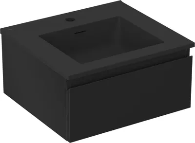 Produktbild von Mexen Orio Badezimmer-Unterschrank 50 cm mit Waschbecken Otis, 1 Schublade, schwarz matt - 91A10-05023-1-BF71-W18M71