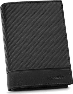 Produktbild von Zagatto Schwarz Vertikale Leder-Geldbörse Carbon Muster für Herren ZG-N4-F7 RFID Schutz Kartenschutz Sicher Qualität Ledergeldbörse Geldbörse mit Münzfach