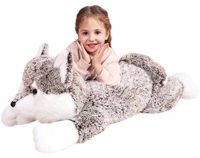 Image de Grand ours en peluche loup, 78 cm. Peluche géante, douce, idéale comme cadeau pour les enfants
