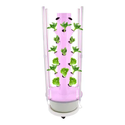 Produktbild von Hydroponik-Set 28-Pflanzen Wachstumsturm für vertikalen Indoor-Garten 20W (Weiß&Hellgrün)