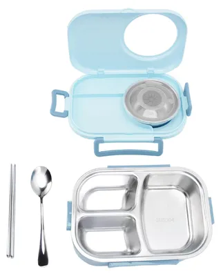Zdjęcie produktu dla 1450ml Bento Lunch Box Termiczny pojemnik Bento ze stali nierdzewnej Dwuwarstwowe pojemniki Bento dla studentów Jasnoniebieski