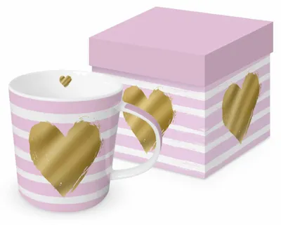 Immagine prodotto di Tazza da caffè Tazza di tendenza - Heart & Stripes rosé