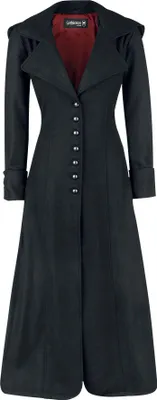 Produktbild von Gothicana by EMP Damen schwarzer langer Wollmantel mit breitem Kragen 4XL