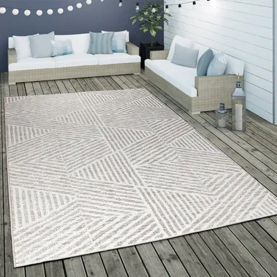 Produktbild von Outdoor Teppich Wetterfest Balkon Küche Modern Skandinavisch Streifen Muster Grau Grösse 80x150 cm