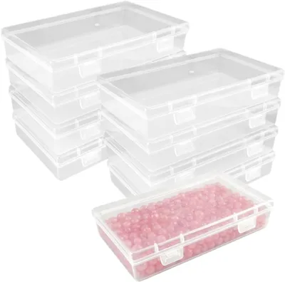 Imagen del producto de Cajas de almacenamiento pequeñas y transparentes, 10 unidades, de 15,5 x 9,2 x 3 cm, ideales para joyería y artículos de manualidades