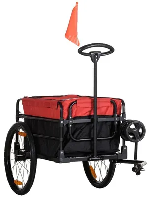 Obrázek produktu pro Nákladní přívěs, oxfordská tkanina, 130 cm x 64 cm x 64/103 cm, maximální nosnost 40 kg, kompatibilní s 24" až 28" koly, velká nafukovací kola
