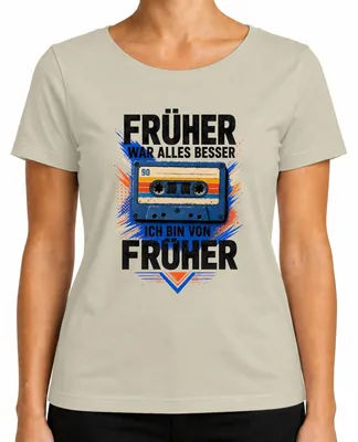 Immagine prodotto di "Prima era meglio." T-shirt da donna con scritta sarcastica, stile naturale