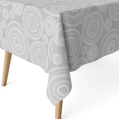 Tischdecke rechteckig 180x140 cm, grau, wasserdicht, pflegeleicht