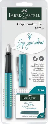 Produktbild von Faber Castell Füller Grip 2010 türkis Feder M mit Patronen